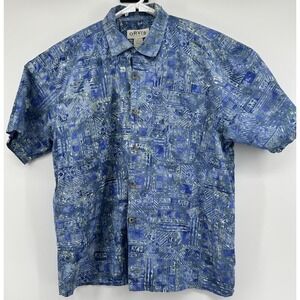 Orvis Cotton Short Sleeve Button Down Shirt Blue Men's Size‎ Large